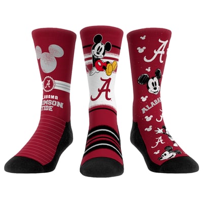  Alabama Crimson Tide Rock Em Unisex Disney Three-Pack Crew Socks - 