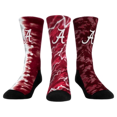 Alabama Crimson Tide Rock Em Unisex Team Tones Three-Pack Crew Socks