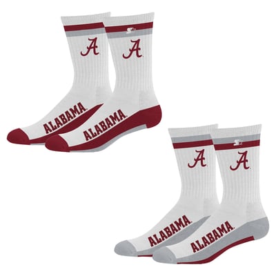  Alabama Crimson Tide Starter Unisex Two-Pack Stripe Top End Crew Socks