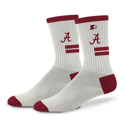  Alabama Crimson Tide Starter Unisex Premiere Cushioned Crew Socks - Cream