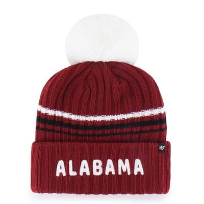  Alabama Crimson Tide '47 Women's Seasonal Fuzzy Script Big Pom Knit Hat - Crimson