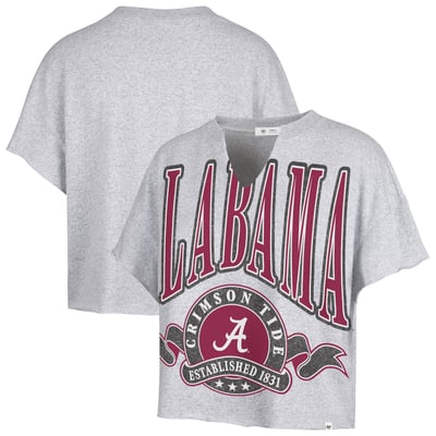  Alabama Crimson Tide '47 Women's Banners Out Oversized Notch-Neck T-Shirt - Heather Gray