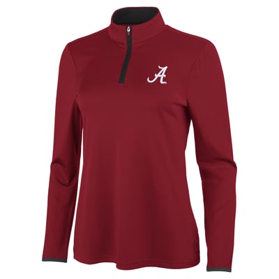 Alabama Crimson Tide Antigua Women's Brink Quarter-Zip Pullover - Crimson/Black