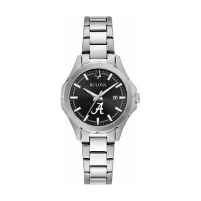 Alabama Crimson Tide Bulova Women's Stainless Steel Sport Classic Watch - Black