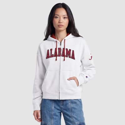 Alabama Crimson Tide Champion Women's Arch Full-Zip Fleece Hoodie - White