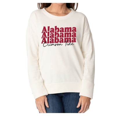 Alabama Crimson Tide Flying Colors Apparel Women's Marly Side Split Sweatshirt - Cream
