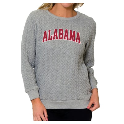 Alabama Crimson Tide Flying Colors Apparel Women's Kinsley Quilted Sweater - Heather Gray
