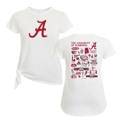 Alabama Crimson Tide Flying Colors Apparel Women's Impressions Sophie Side Tie T-Shirt - White
