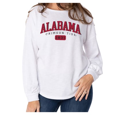 Alabama Crimson Tide Flying Colors Apparel Women's Josie Balloon Sleeve Long Sleeve Tunic T-Shirt - White
