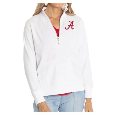 Alabama Crimson Tide Flying Colors Apparel Women's Quinn Quarter-Zip Fleece - White
