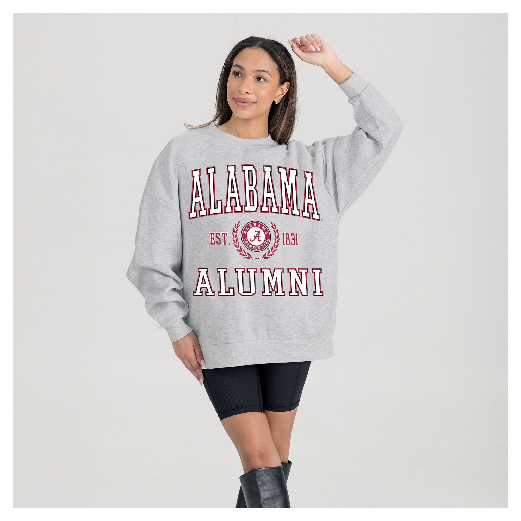 Alabama Women's Gameday Couture Degree Unlocked Oversized Premium Fleece Sweatshirt - Ash