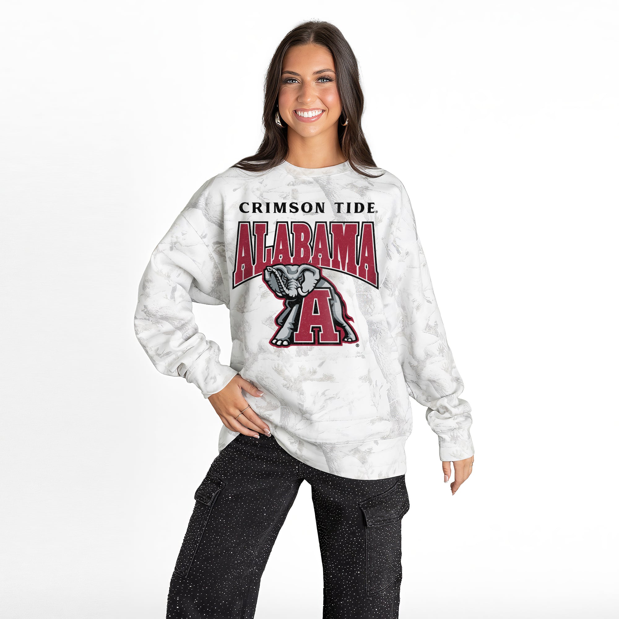 Alabama Women's Gameday Couture Rally Ready Premium Fleece Camo Sweatshirt - Ash
