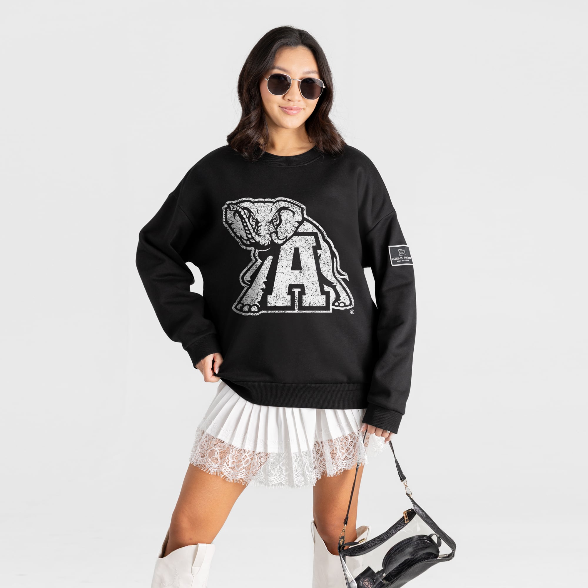 Alabama Women's Gameday Couture Bold Move Black Label Premium Drop Shoulder Sweatshirt - Black