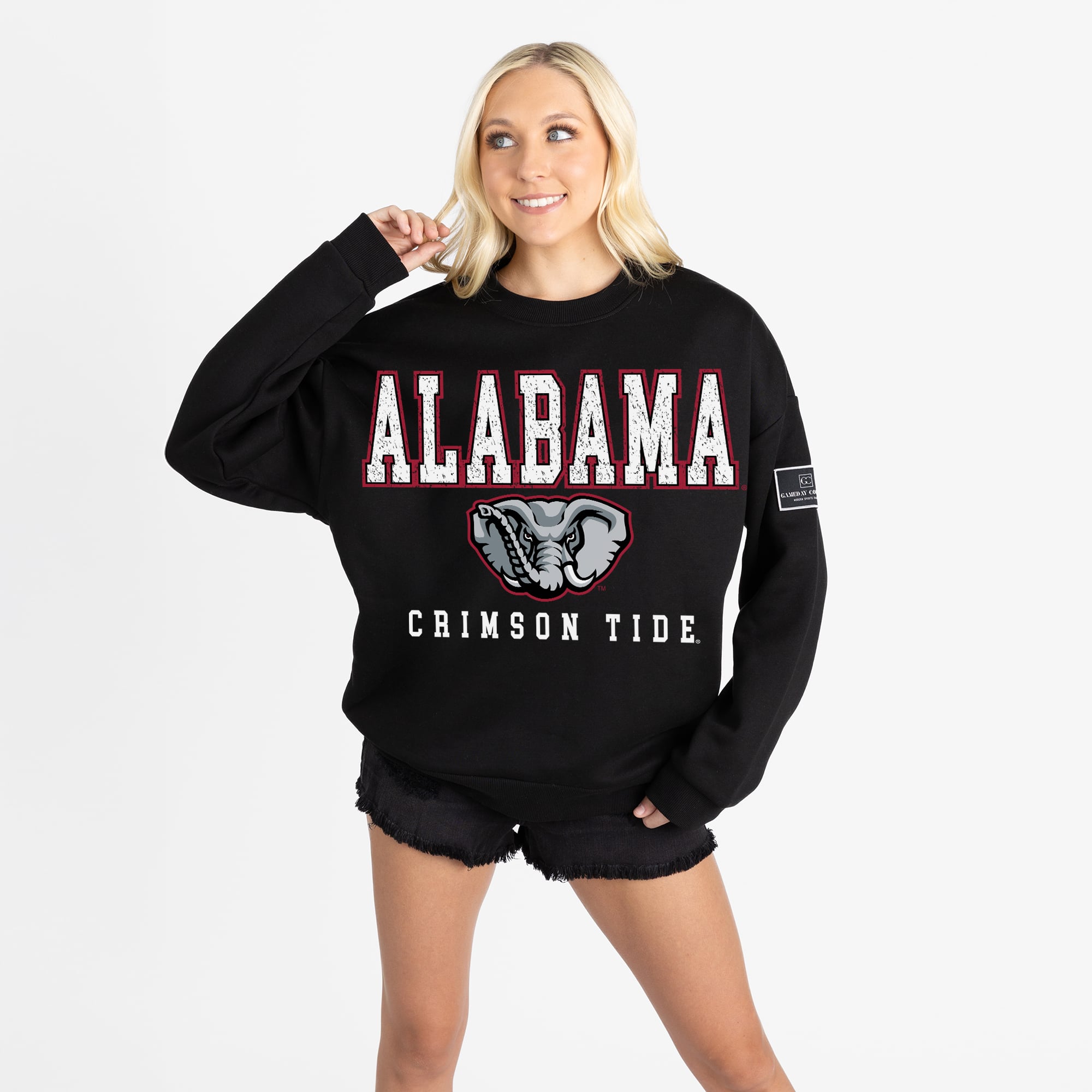 Alabama Women's Gameday Couture Oversized Level Up Black Label Premium Sweatshirt - Black