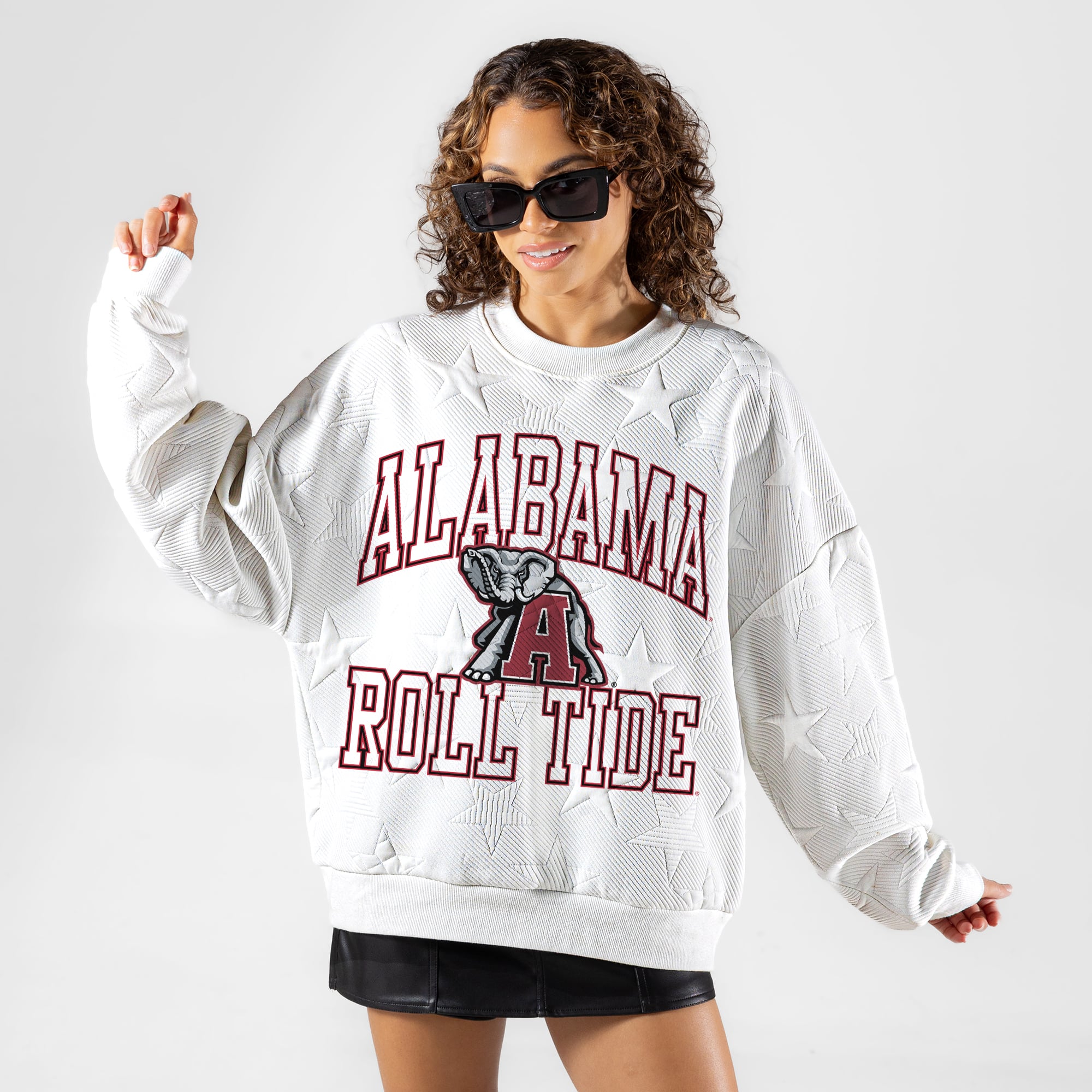 Alabama Women's Gameday Couture Big Play Energy Tonal Star Embossed Sweatshirt - White
