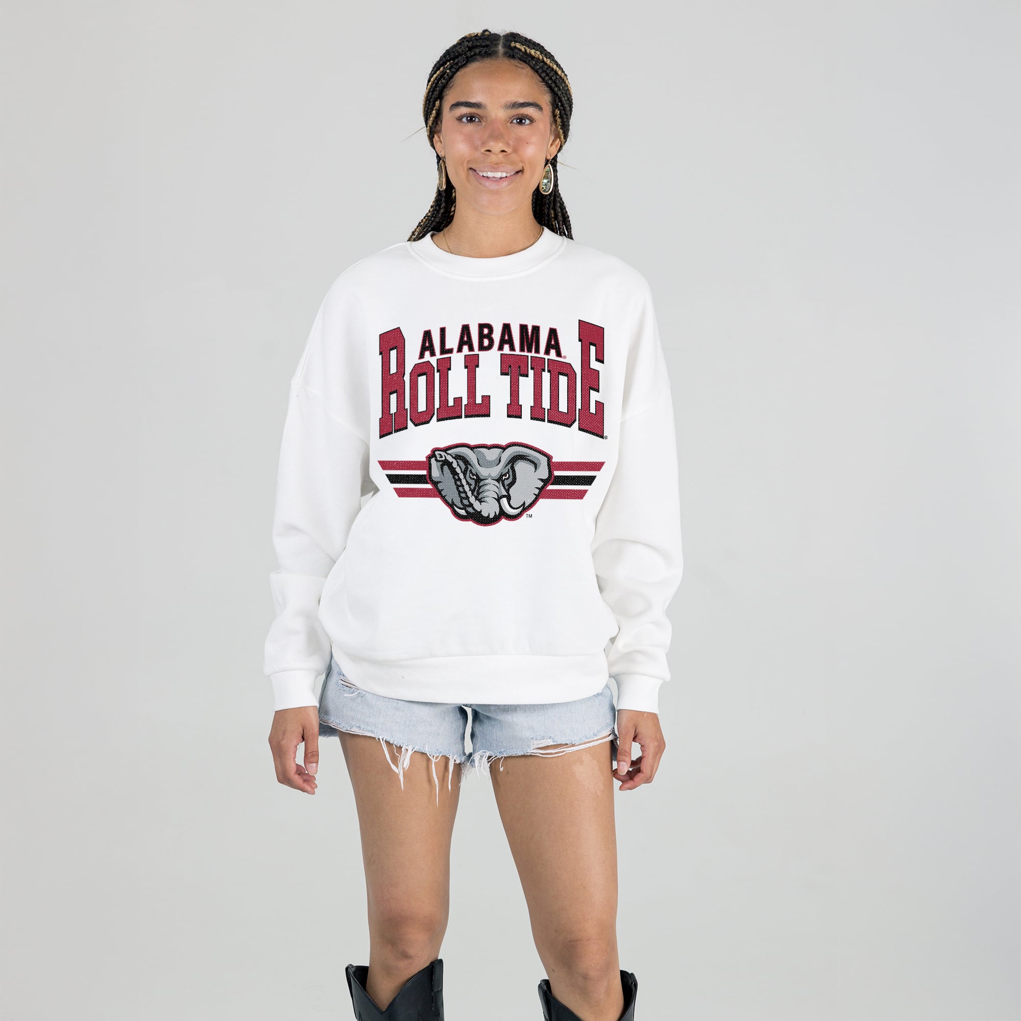 Alabama Women's Gameday Couture Oversized Premium Fleece Sweatshirt - White