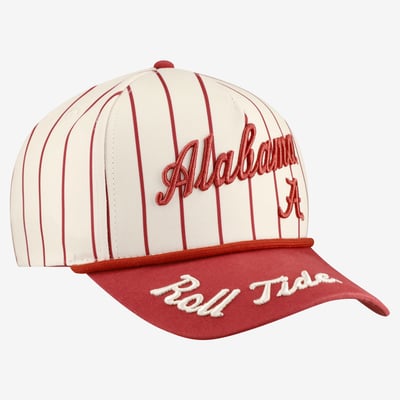 Alabama Crimson Tide Gameday Social Women's Pinstripe Script Five-Panel Rope Adjustable Hat - White