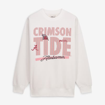 Alabama Crimson Tide Gameday Social Women's Striped Patch Sweatshirt - White
