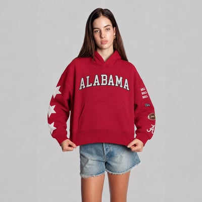 Alabama Crimson Tide Hype and Vice Women's Cropped Spirit Hoodie - Crimson