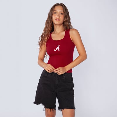  Alabama Crimson Tide Hype and Vice Women's Primary Logo Ribbed Tank Top - Crimson