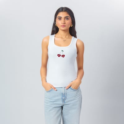  Alabama Crimson Tide Hype and Vice Women's Cropped Cherry Ribbed Tank Top - White