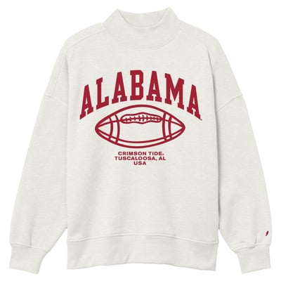 Alabama Crimson Tide League Collegiate Wear Women's Diana Mock Neck Football Sweatshirt - Oatmeal