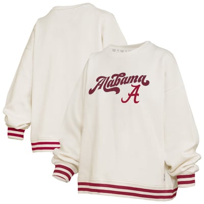 Alabama Crimson Tide Pressbox Women's Bonanza Chenille Ribbed Sweatshirt - Cream