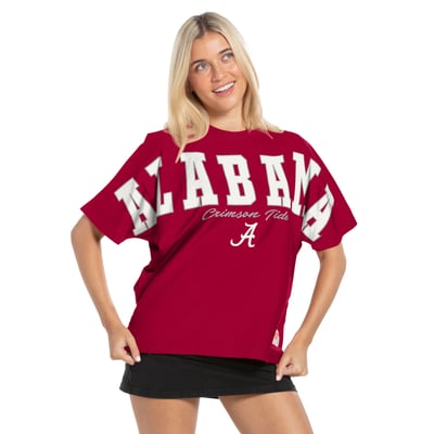  Alabama Crimson Tide Pressbox Women's Flannigan Oversized T-Shirt - Crimson