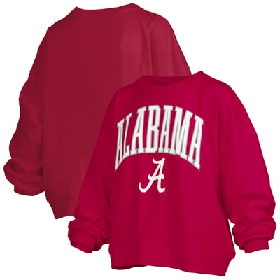 Alabama Crimson Tide Pressbox Women's Oversized Janise Arch Over Logo Fleece Sweatshirt - Crimson