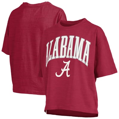 Alabama Crimson Tide Pressbox Women's Oversized Nelson Arch Over Logo Slub T-Shirt - Crimson