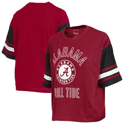  Alabama Crimson Tide Pressbox Women's Sunday Colorblock Seal Slub T-Shirt - Crimson