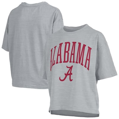 Alabama Crimson Tide Pressbox Women's Oversized Nelson Arch Over Logo Slub T-Shirt - Gray