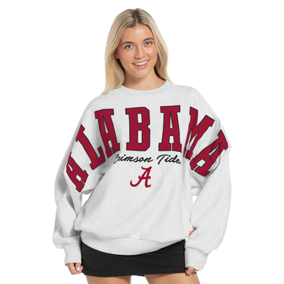Alabama Crimson Tide Pressbox Women's Flannigan Oversized Fleece Sweatshirt - Heather Gray