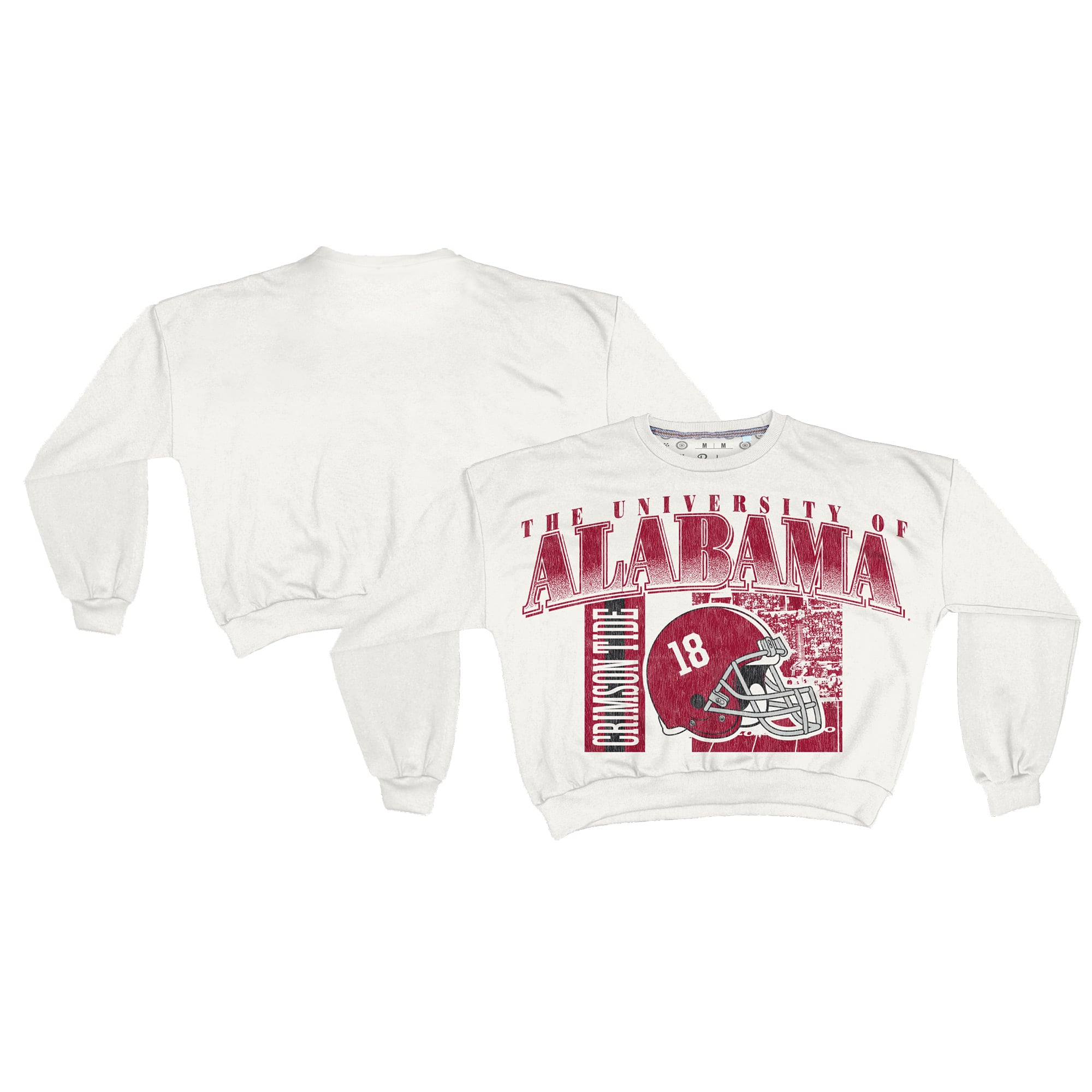 Alabama Women's Pressbox Janice Retro Waist-Length Sweatshirt - White