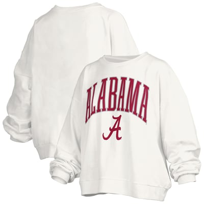 Alabama Crimson Tide Pressbox Women's Oversized Janise Arch Over Logo Fleece Sweatshirt - White