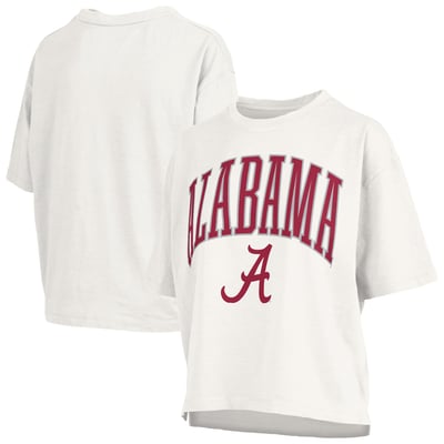 Alabama Crimson Tide Pressbox Women's Oversized Nelson Arch Over Logo Slub T-Shirt - White