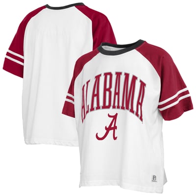  Alabama Crimson Tide Pressbox Women's Sky Colorblock Slub T-Shirt - White