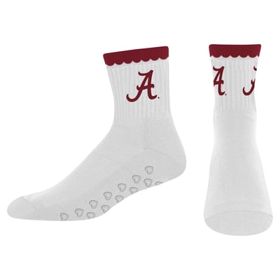  Alabama Crimson Tide PRO Compression Women's Heartshape Grippers Yoga-Pilates Quarter Socks - White