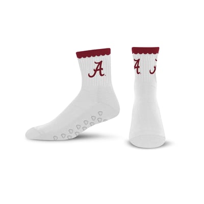  Alabama Crimson Tide PRO Compression Women's Heartshape Grippers Yoga-Pilates Quarter Socks - White