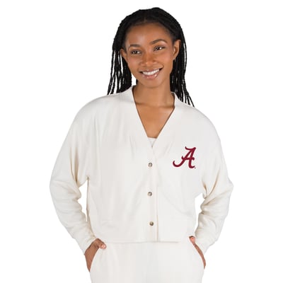  Alabama Crimson Tide Profile Women's Concepts Button-Front Cardigan - Cream