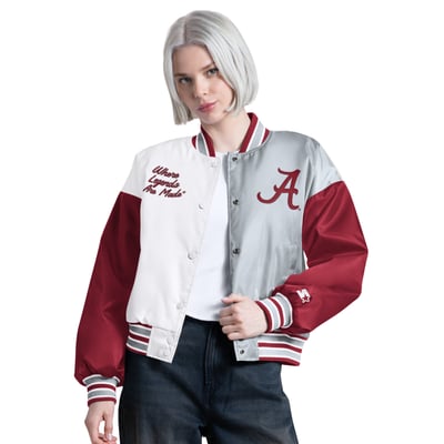 Alabama Crimson Tide Starter Women's Game On Full Snap Varsity Jacket - Crimson/Gray