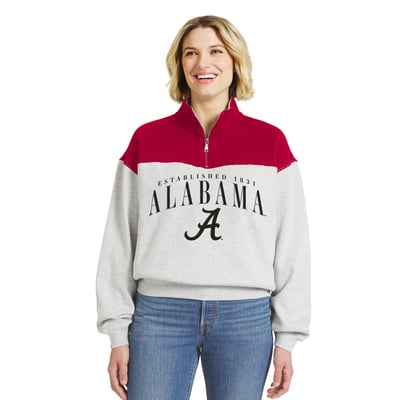  Alabama Crimson Tide WEAR by Erin Andrews Women's Colorblock Half-Zip Pullover - Crimson