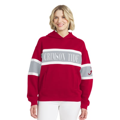  Alabama Crimson Tide WEAR by Erin Andrews Women's Colorblock Hoodie - Crimson