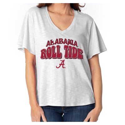  Alabama Crimson Tide Women's Fawn Flutter Sleeve T-Shirt - White