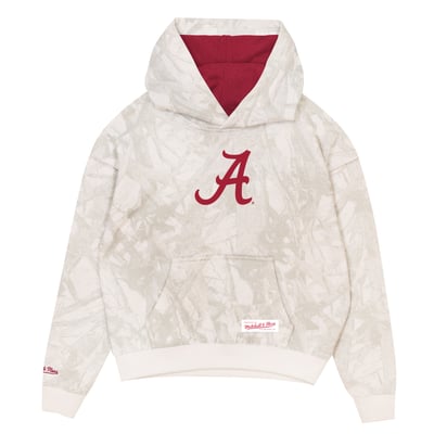  Alabama Crimson Tide Mitchell & Ness Youth Ghosted Fleece Hoodie - White