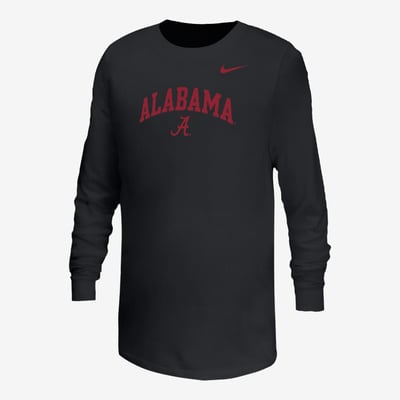  Alabama Crimson Tide Nike Youth Arched Core Long Sleeve T-Shirt - Black