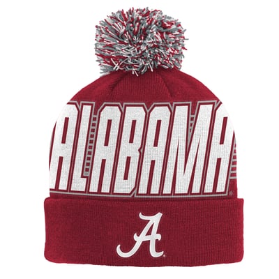 Alabama Crimson Tide Outerstuff Youth Cuffed Knit Hat with Pom - Crimson