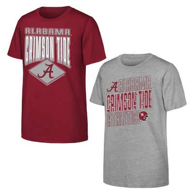Alabama Crimson Tide Outerstuff Youth Trench Kings 2-Pack T-Shirt Set - Crimson/Gray