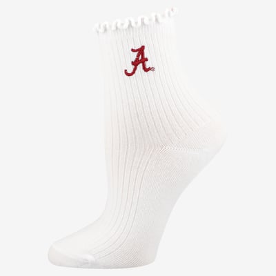  Alabama Crimson Tide PRO Compression Youth Logo Lettuce Hem Quarter Socks - White