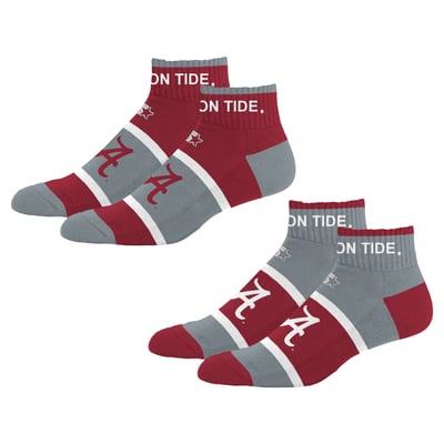 Alabama Crimson Tide Starter Youth Season Opener Two-Pack Quarter Socks Set - Crimson
